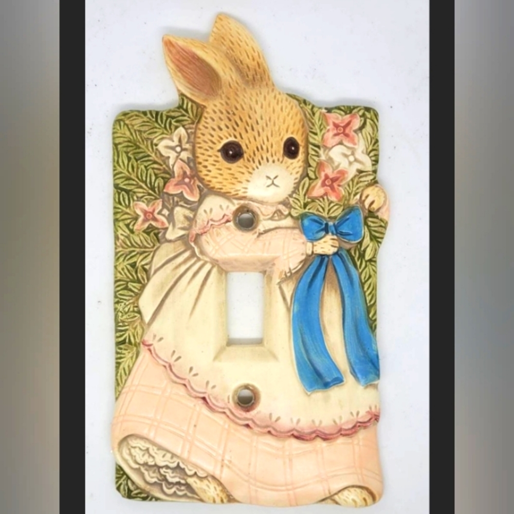 Vintage light switch plate, switch plates, light switch plates, rabbits, Millard